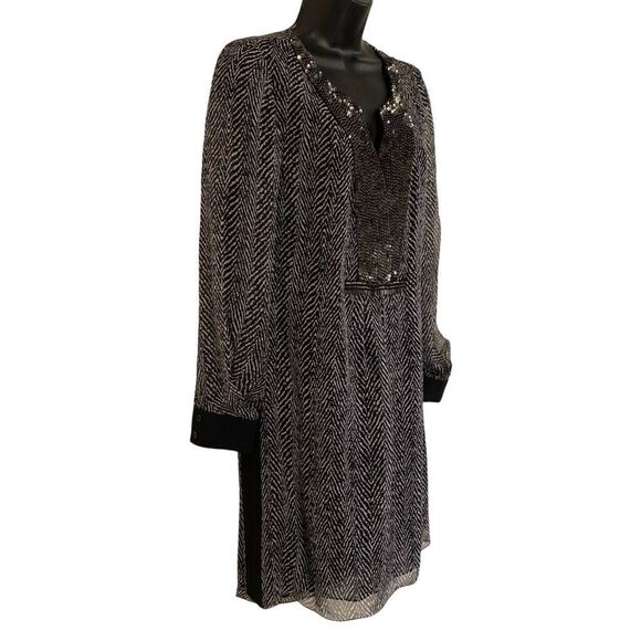 Rohit Gandhi + Rahul Khanna Black Gray Silk Metal Accent Mini Dress Sz XS - Picture 4 of 14